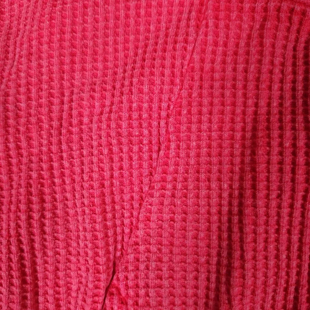 Free People FP One Mason Hoodie Cardigan Button Jacket Red Pink Waffle - Picture 14 of 16